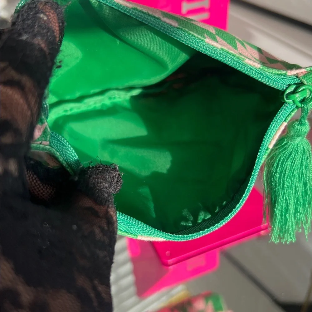 ipsy Green and Pink Patterned Cosmetic Bag